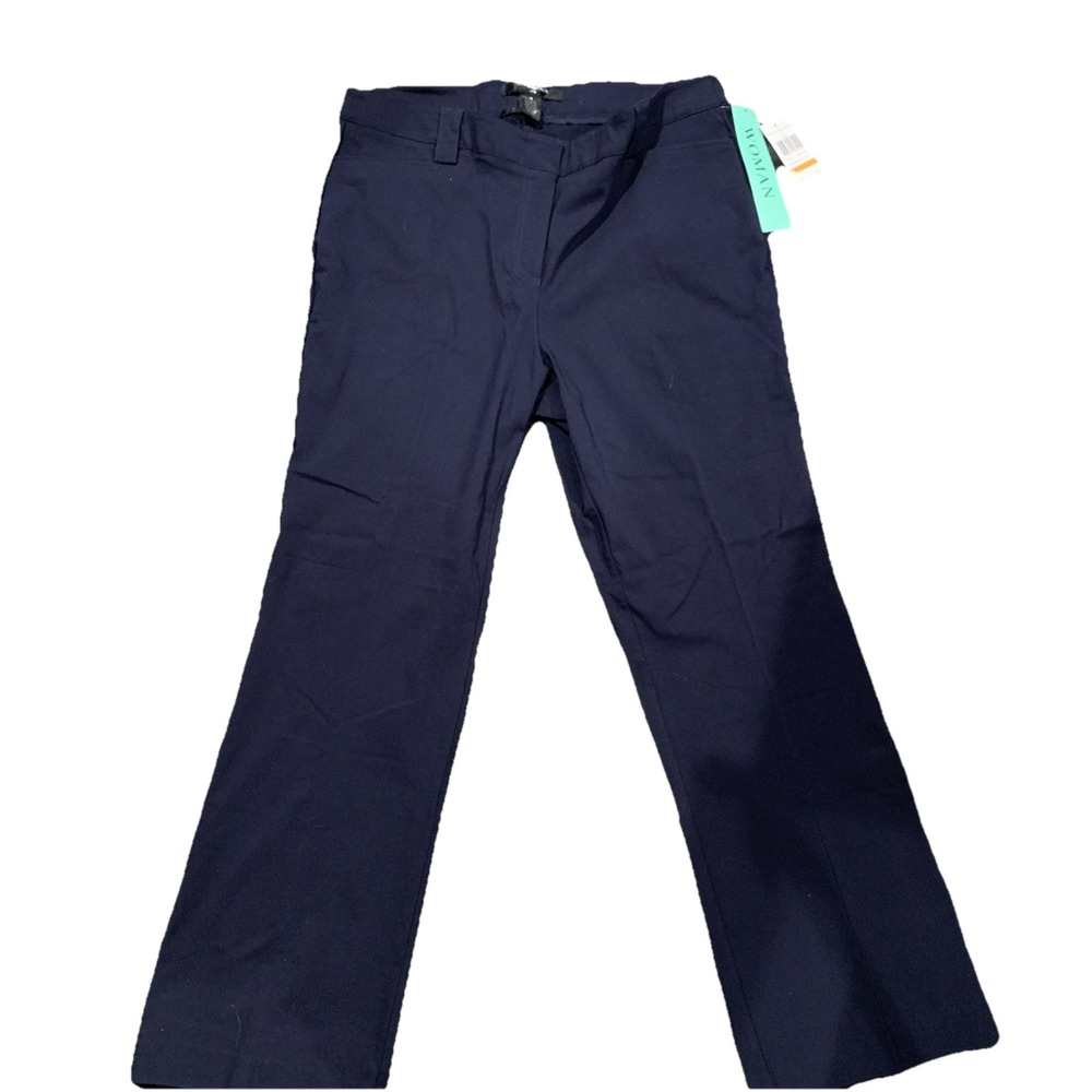 89th & Madison Woman Vagabond Navy Straight Leg Stretch Zip Dress Pants 16 NWT